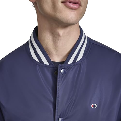 Image of Champion Men's Logo Striped-trim Varsity Jacket