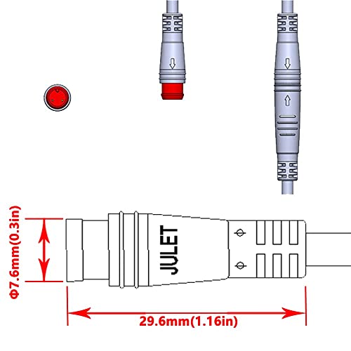 BEISGUANGS Julet Cabo de extensão de bicicleta elétrica macho 2 pinos à prova d'água para Ebike Lig
