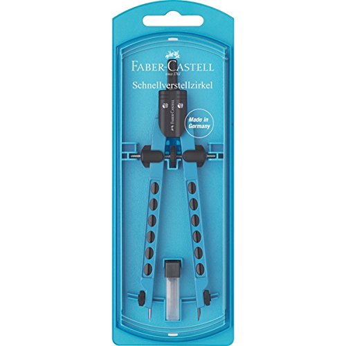 Faber-Castell 174335 - Schnellverstellzirkel, Zirkel Factory Neon (Blau)