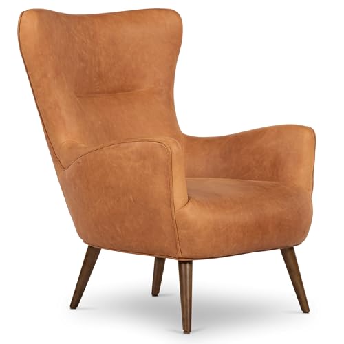 Poly & BARK Aida Leather Lounge Chair 40.5” Cognac Tan