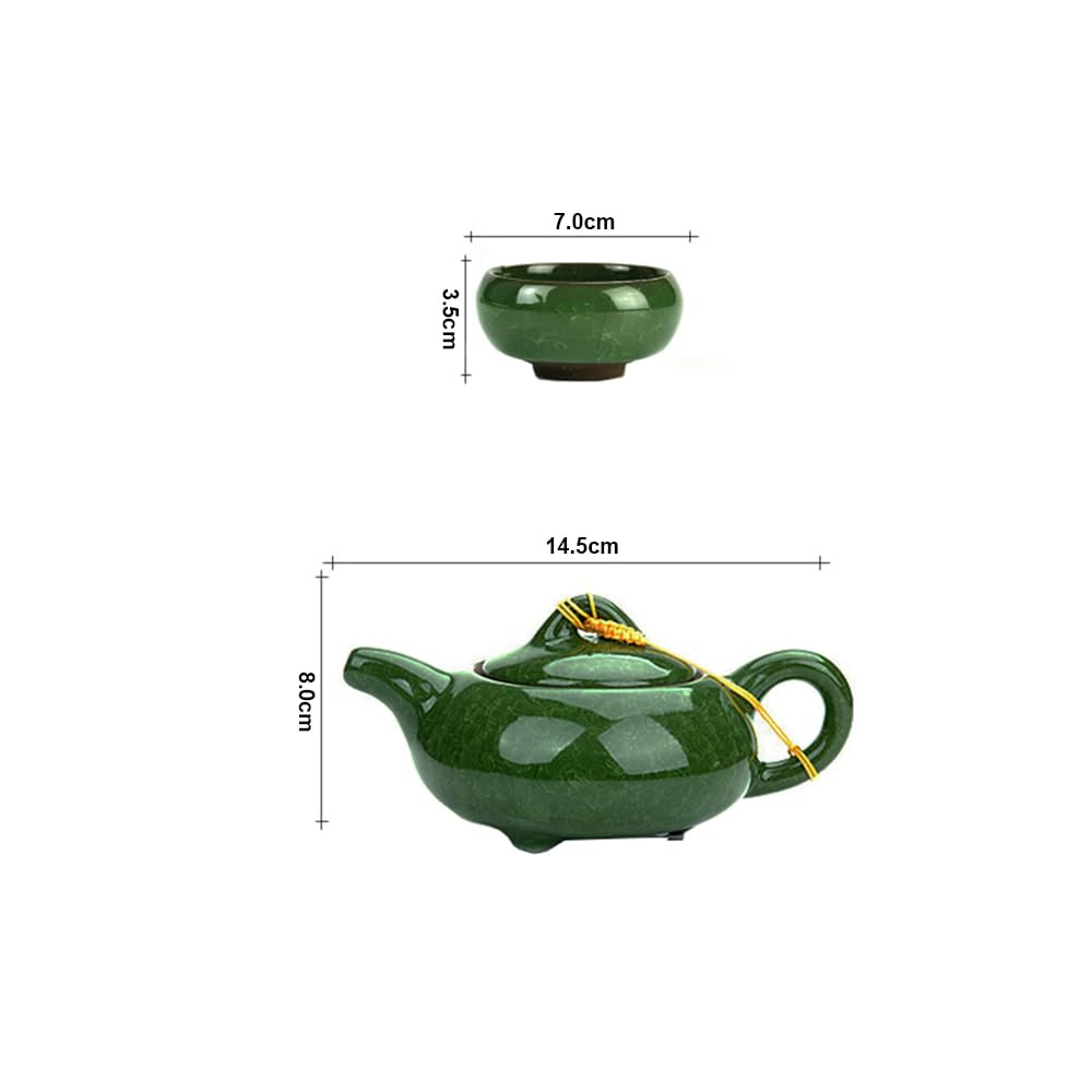 Crepa di Ghiaccio Porcellana Smaltata Set da Tè - Utensile Cinese Kung Fu Servizio da Tè con 6 Tazze da Tè (1.7 once) e Teiera (6.8 once)