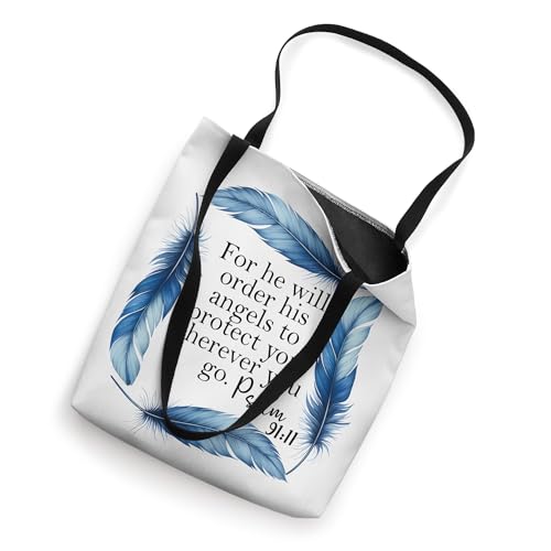 Bolsa Tote Azul con versículo bíblico Salmo 91:11 miniatura 2