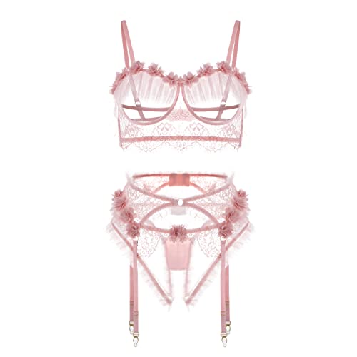 Ensemble lingerie dentelle confortable avec porte-jarretelles réglable