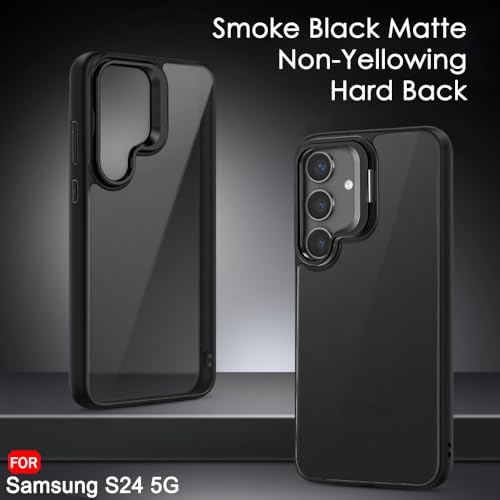 Image of TheGiftKart Hybrid Matte Frosted Back Cover Case for Samsung Galaxy S24 5G | Built-in Stand | Shockproof Hard Case Cover for Samsung Galaxy S24 5G (PC & TPU, Translucent Black)