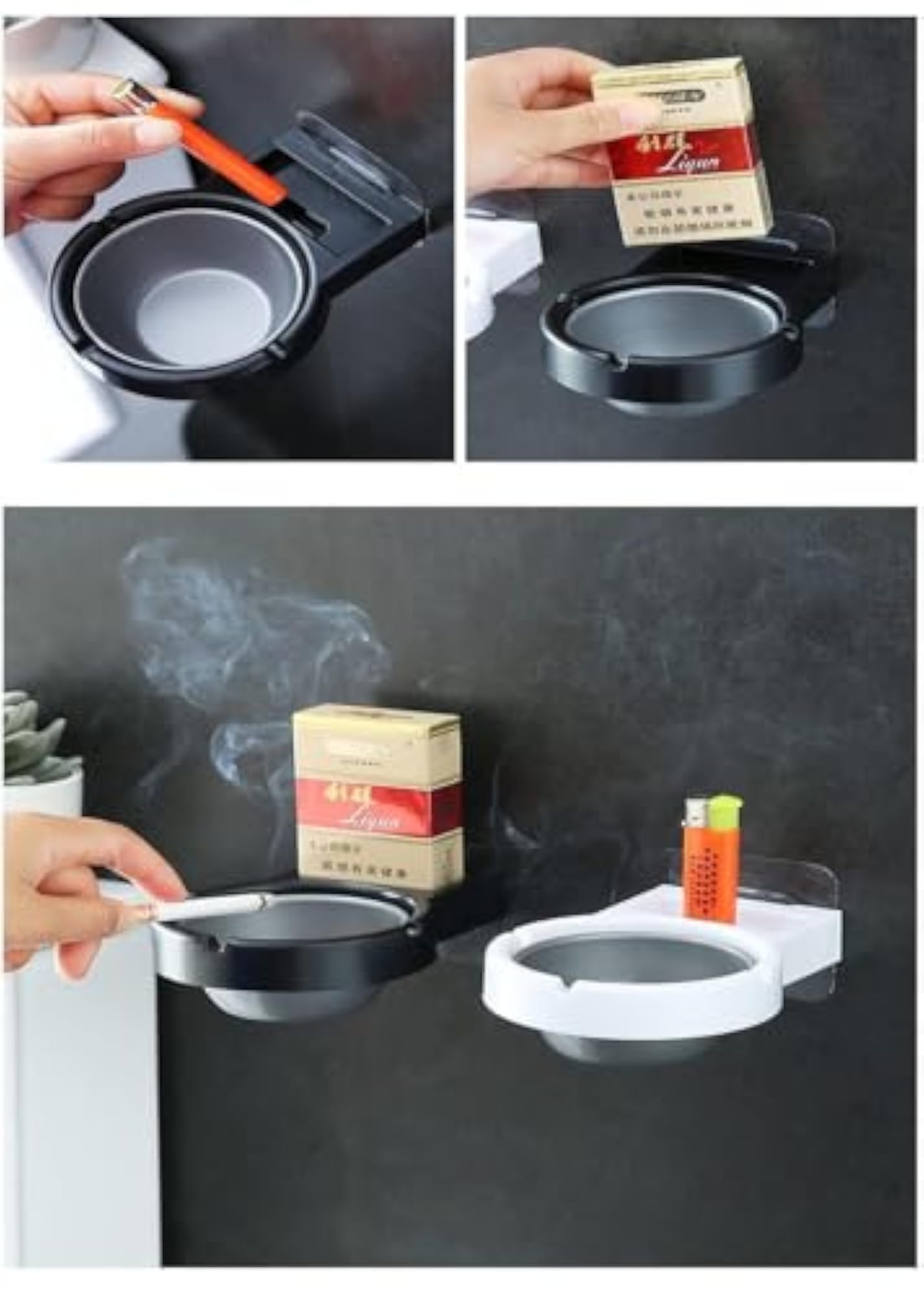 Wall Mounted Ashtray, Cigarette Holder for Bathroom