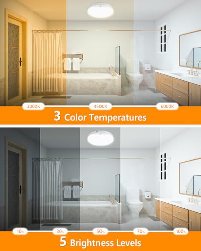 Image of Rechargeable 6W Motion Sensor Ceiling Light Indoor, No Wiring & Magnetic Stick-On, Remote Control for Color & Brightness, Battery Operated Light for Shower, Closet, Bathroom, Pantry, Hallway, 1-Pack