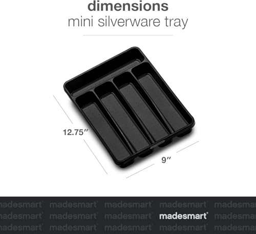 madesmart Silverware Tablett, aus der Carbon-Kollektion, antimikrobiell, weiches Innenfutter und rutschfester Gummiboden, BPA-frei, Mini