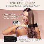 Redresseur de brosse à cheveux à flux d'air 2-in-1 Brosse de lissage courbée. Bristes de céramique dense, démêlés, assouplis, lisses cheveux en une seule étape, 12 Paramètres de température pour tous les types de cheveux, double tension