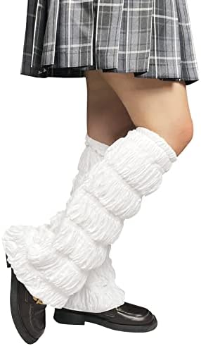 QOOEQPQY Women's Leg Warmers Cover Lolita Loose Boot Mesh Lace long Socks for Party Accessories (White-thick)