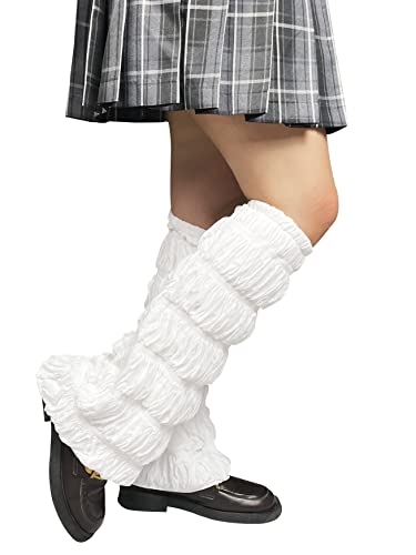 Qooeqpqy Women's Leg Warmers Cover Lolita Loose Boot Mesh Lace Long Socks For Party Accessories (White-Thick) #TOP2