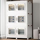 660QT Extra Large Stackable Storage Bins Open Front, 165Gal Collapsible Storage Bins with Lids and Wheels, Plastic Storage Bins with Drawers,...