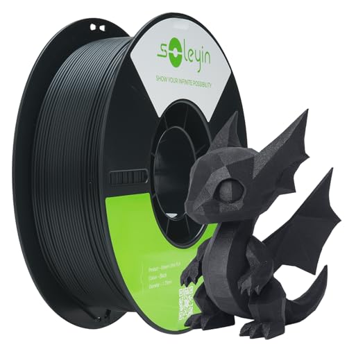 Image of SOLEYIN 3D Printer Filament, 1.75mm Ultra PLA Filament fot 3D Printing High Speed 30-300mm /s Accuracy + /- 0.02mm, 1kg Spool (2.2lbs), Fit Most FDM 3D Printer, Soleyin by Creality Filament, PLA Black