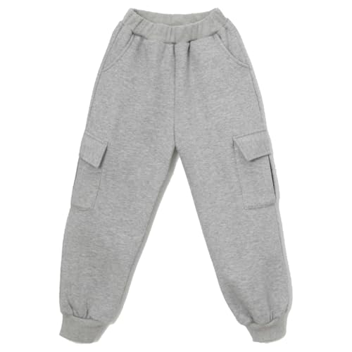 Kids Cotton Cargo Pants Casual Sports Pants Soft Big Pockets Boys Girls Elastic Waistband Breathable Leggings