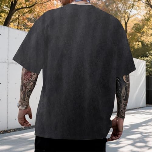 Mens Oversized T Shirt - Red Wine Crow Graphic T Shirts for Men,Cotton Loose Fit Summer Tops Casual Clothes3