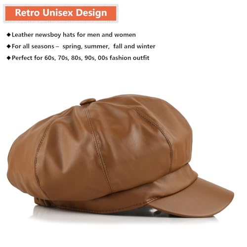Sombrero de cuero estilo Newsboy para mujer miniatura 3