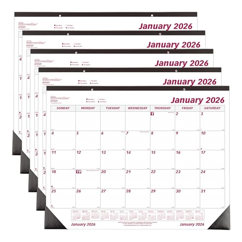 Brownline 2026 Monthly Desk Pad Calendars, 22" x 17", Five-Pack, January-December, English Brownline 2026 Monthly Desk Pad Calendars, 22" x 17", Five-Pack, January-December, English