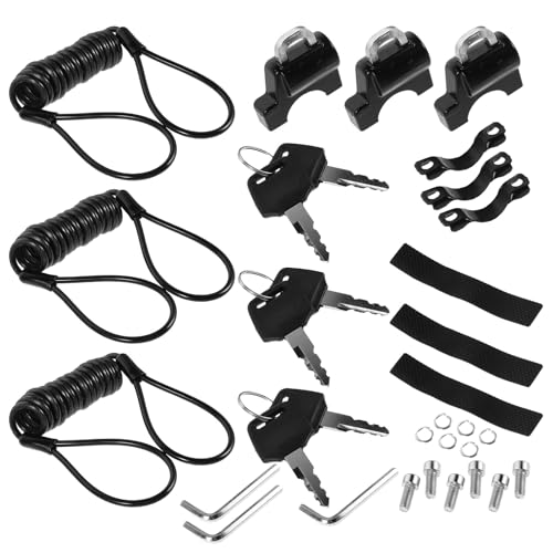 Mobestech Candado para Casco de Motocicleta y Scooter Eléctrico 3 Unidades Gancho Antirrobo para Manillar Diseño Portátil Compatible Bicicletas Eléctricas y Protección Segura contra Robos