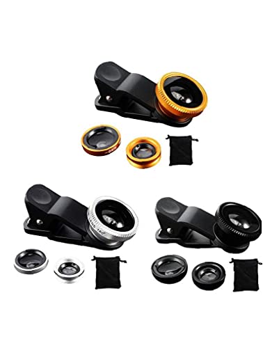 Telefon Fisheye-Objektiv 3in1, Handy-Kamera-Objektiv-Kit Weitwinkelobjektiv Makro-Objektiv Fischaugenlinse (Silber… – Bild 3