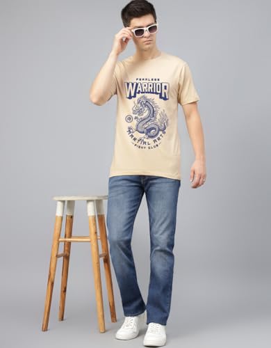 Image of Veirdo Men's T-Shirt Regular Fit Round Neck Pure Cotton Half Sleeve Graphics Printed T-Shirt Different Size Range S to 2XL