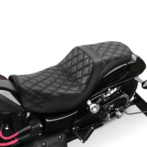 Selle passager moto en cuir synthétique premium pour Harley Davidson Dyna Wide Glide et Fat Bob