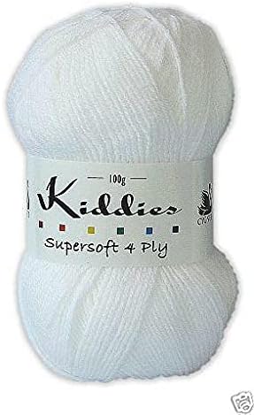 Cygnet Kiddies Supersoft 4 Ply Acrylic Yarn/Wool 100g - 208 White