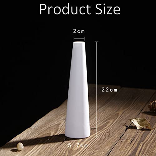 Tall White Ceramic Bud Vase Single Flower Small Bud Decorative Floral Vase Home Centerpiece Modern Minimalism Vase for Shelf Decor - Image 2
