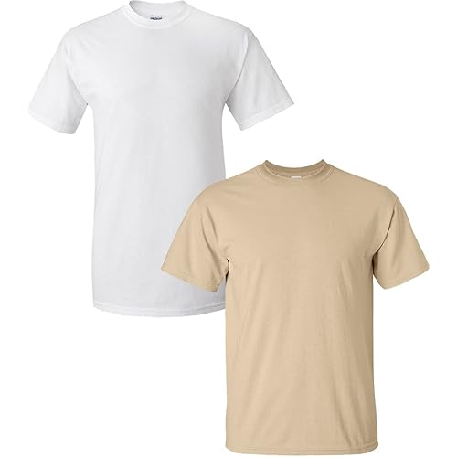 Gildan Men's Ultra Cotton T-Shirt, Style G2000, 2-Pack XL-White+Tan
