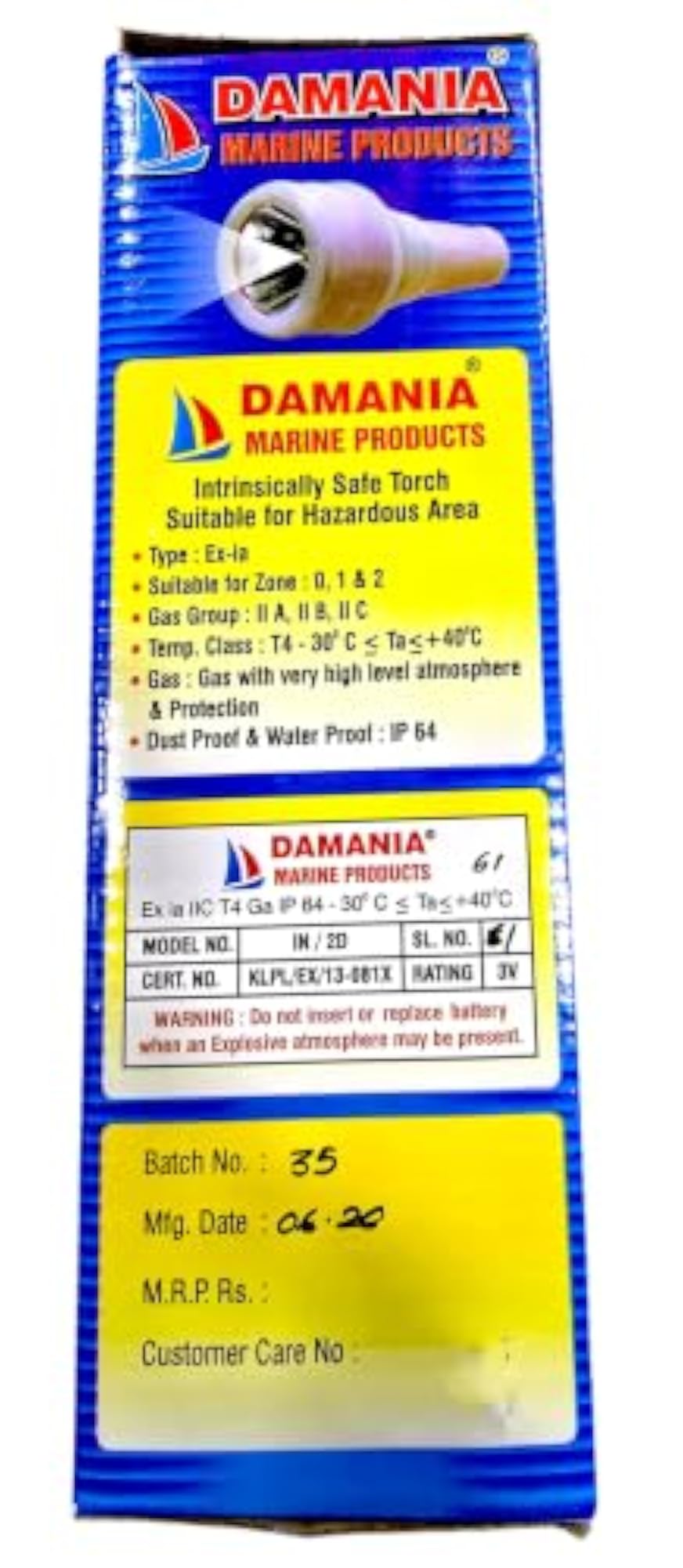 Intrinsically Safe LED Torch for Petrol Pumps