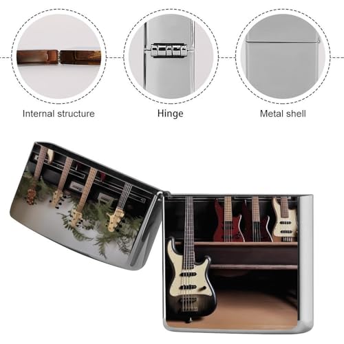 Funda metálica para encendedor con diseño de guitarra y bajo miniatura 5
