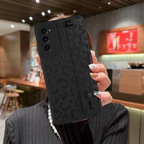 Image of Compatible with Samsung Galaxy S20 FE Case with Strap Wrist Black