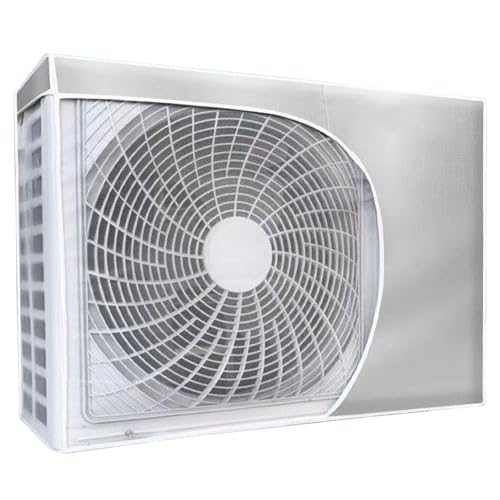 エアコンカバー、エアコン室外機日除け、通気口付き、厚手オックスフォード生地、シルバー、大型エアコンに最適 遮熱 遮光 防音 断熱材 日よけ 遮熱シート(80x32x57cm/31x12x22in)