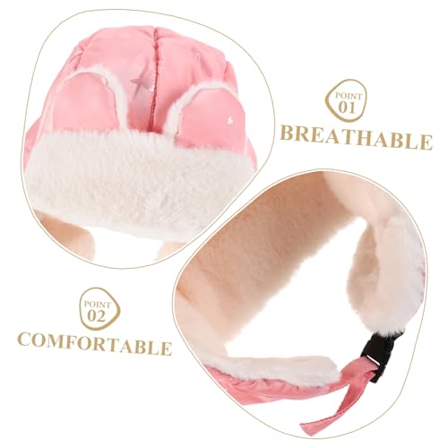 Boys and Windproof Trapper Hat with Ear Soft Fleece Lined for Cold Weather and Snowy Days Includes Face for Skiing and Outdoor Activities Pink3