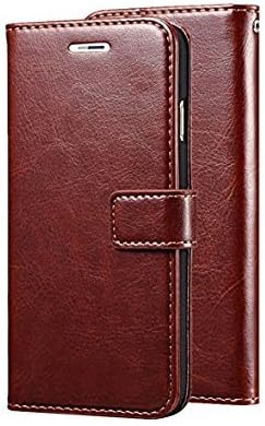 casetek vintage pu Faux Leather, TPU flip wallet case stand with card holder magnetic closure cover for lg v30 & v30 plus + -brown