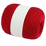 手編みスカーフカーディガン用カシミヤ糸ソフトな上質なウール糸 手編みの暖かい冬用糸 男女兼用(赤)