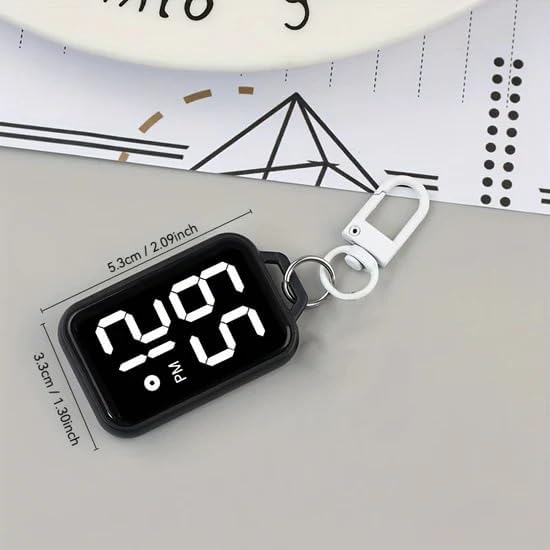 Krizkey LED Digital Display Keychain Watch, Plastic, Small, Unisex Sports Style, Square Electronic Clock with Keyring, Portable Digital Timepiece for Kids and Students Multicolor - Image 5