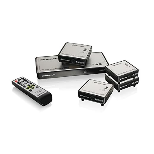 IOGEAR Long Range Wireless 5x2 HDMI Matrix PRO with 3 Additional Receivers, GWHDMS52MBK4