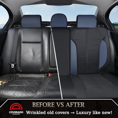Image of Coverado Seat Cover, Car Seat Cover Rear Seats, 3D Air Mesh Breathable Seat Protectors Sports Carbon Fiber Design Airbag Compatible Comfort Universal for Most Cars, Van,Trucks, SUV, Black&Blue