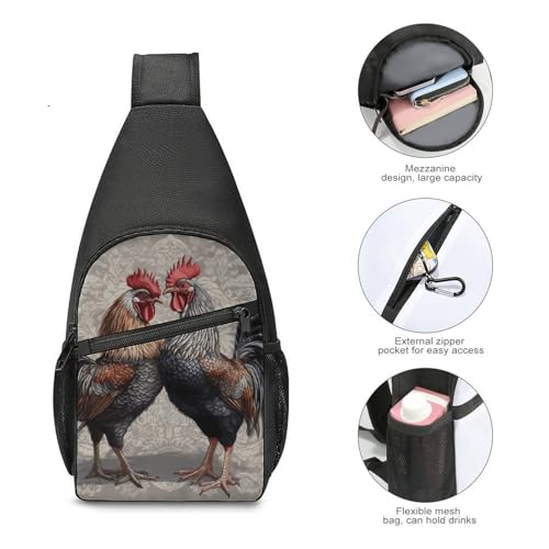 Bolso tipo Sling pequeño para día con diseño de gallo miniatura 5