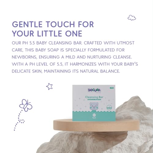 Image of Docura Cleansing Bar | Bathing Bar for Newborns & Babies | pH 5.5 Balanced | Soap-Free Tear-Free Gentle Cleanser | Moisturizing & Nourishing Baby Skin Care | For Sensitive Skin (Pack of 2)