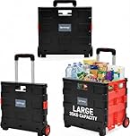 Rainberg Heavy Duty Folding Trolley Box Cart, Folding Shopping Trolley and Shopping Crate, Folding Boot Cart, Large Size, Folds Flat, Capacity 35kg (Large)