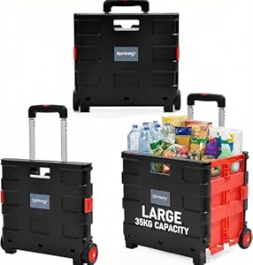 Rainberg Heavy Duty Folding Trolley Box Cart, Folding boot cart, Extra Large Size, Folds Flat, Capacity 35kg. (Large)