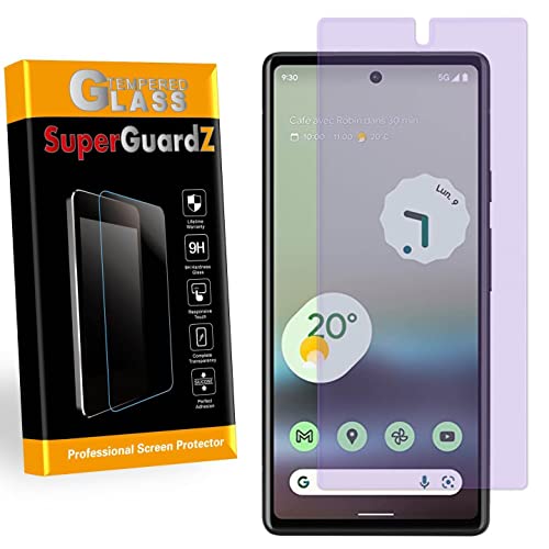 [2-PACK] for Google Pixel 6a (2022) Screen Protector Anti Blue Light Tempered Glass, Eye Protection, SuperGuardZ, 9H, 0.3mm, Anti-Scratch, Anti-Bubble