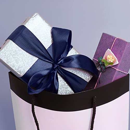 Image of Solid Color Double Faced Navy Blue Satin Ribbon 1 /2 inch X 25 Yards, Ribbons Perfect for Crafts, Wedding Decor, Bow Making, Sewing, Gift Package Wrapping and More