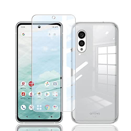 【1+1入り】arrows N F-51C フィルム 強化ガラス 液晶保護フィルム+透明 TPU ケース 日本旭硝子素材採用 arrows N F-51C 用の ガラスフィルム 硬度9H 耐衝撃 撥油性 高透過 飛散防止 arrows N F-51C 用の ケース クリア TPU 薄型 軽量 シェル スリム 携帯便利 散熱加工 (arrows N F-51C)