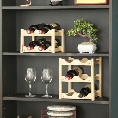 Soporte para botellas de vino de madera con escritorio miniatura 5