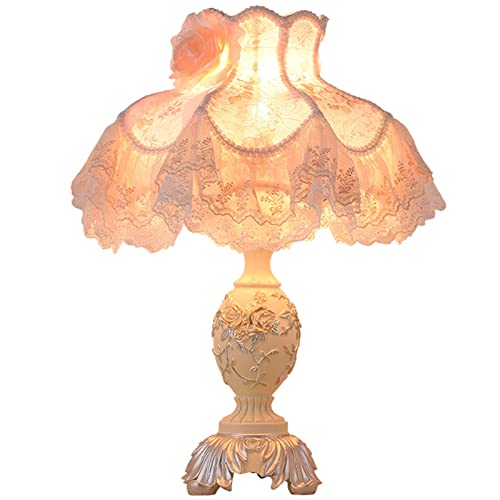 Lampe De Chevet De Style Européen Romantique pour La Maison Lampe De Chevet Rétro en Résine pour Chambre À Coucher Lampe De Table Traditionnelle (Color : Rose, Styles : B)