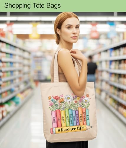 Image of Aesthetic Tote Bag for Women Girls, Stylish Tote Bag for Friends Besties Coworker