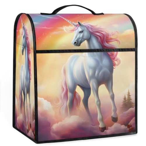 Coffee Maker Cover Unicorn Rainbow Kitchen Appliance Covers Small Appliance Covers Blender Cover Juicer Cover Dust Covers for Kitchen Appliances with Top Handle and Pockets,Washable,C122