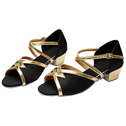 Children's Latin Dance Shoes Indoor Soft Soled Flat Heel Sequins Dance Shoes Satin Indoor Slip on Sandals for Toddlers3