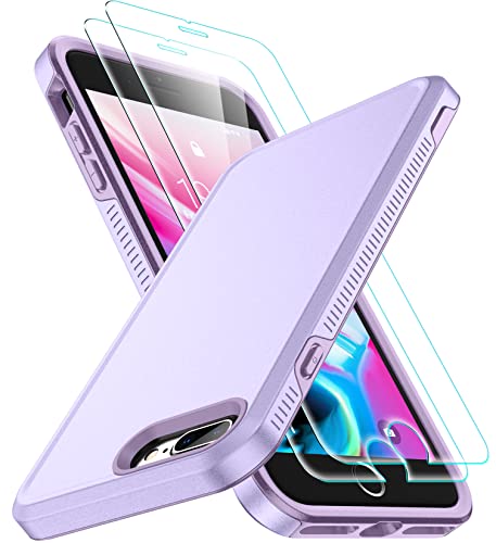 SPIDERCASE for iPhone 7/8 Plus Case, [10 FT Military Grade Drop Protection] [Non-Slip] [2 pcs Tempered Glass Screen Protector] Heavy Duty Full-Body Shockproof Case for iPhone 7/8 Plus”, Light Purple